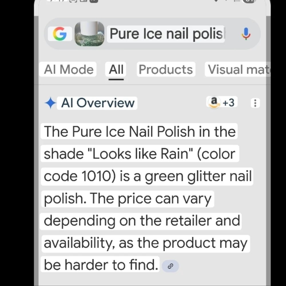 PURE ICE Nail Polish Green Silver Sparkle Looks Like Rain 1010. Rare Color
